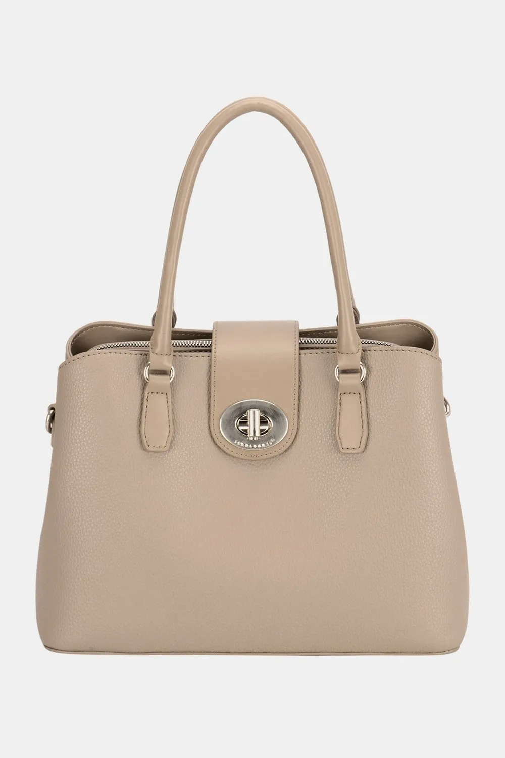 David Jones PU Leather Twist-Lock Tote Bag