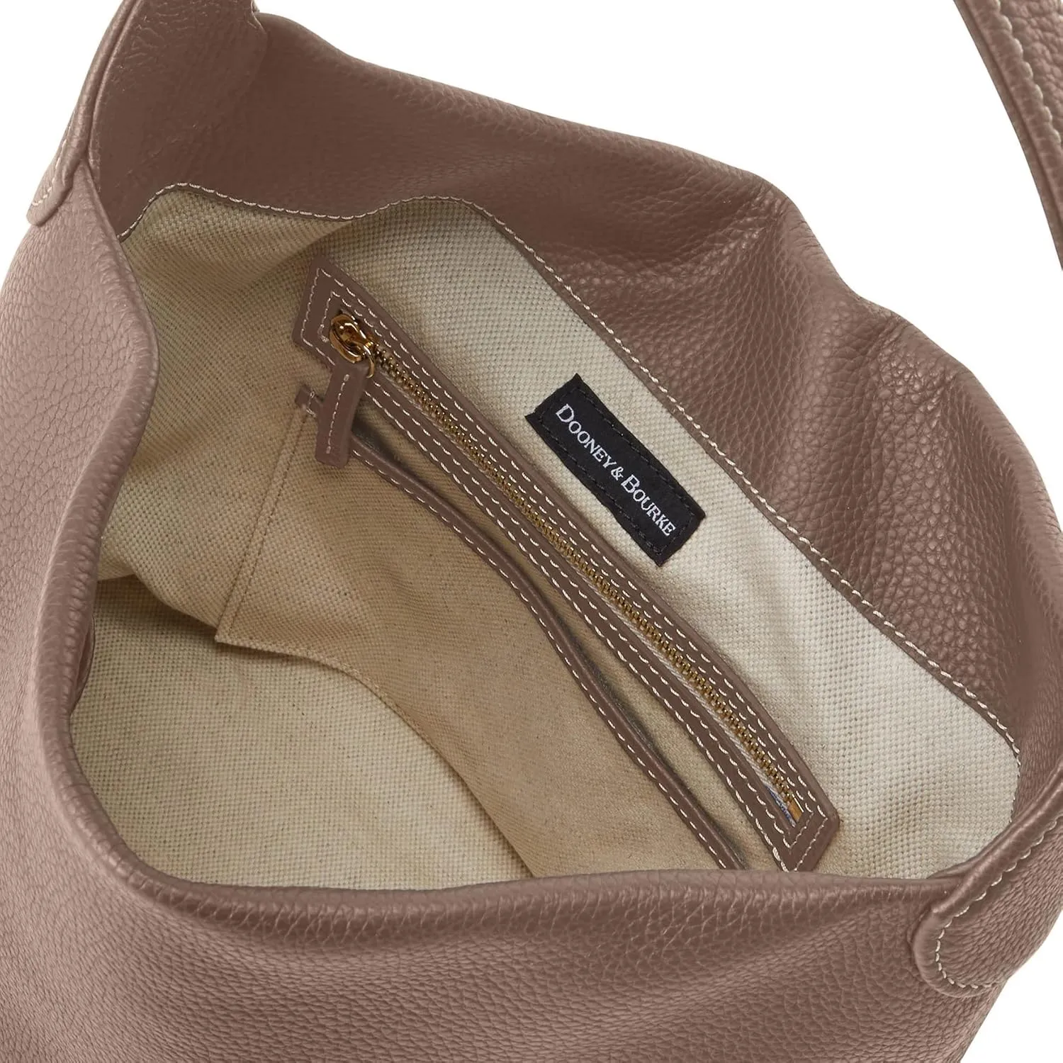 Dooney & Bourke Women's Small Logo Lock Sac Shoulder Bag in Pebble Grain Leather, with Signature Logo Lock Closure