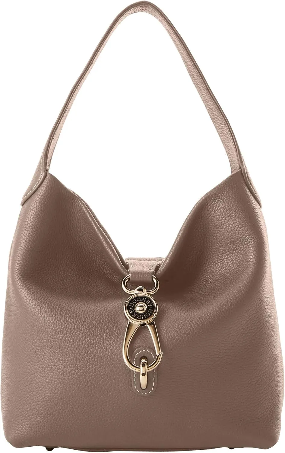 Dooney & Bourke Women's Small Logo Lock Sac Shoulder Bag in Pebble Grain Leather, with Signature Logo Lock Closure
