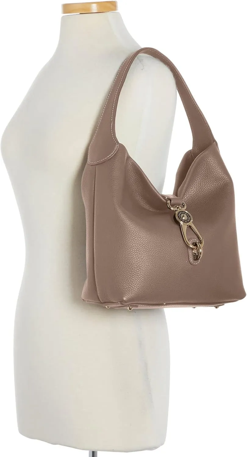 Dooney & Bourke Women's Small Logo Lock Sac Shoulder Bag in Pebble Grain Leather, with Signature Logo Lock Closure