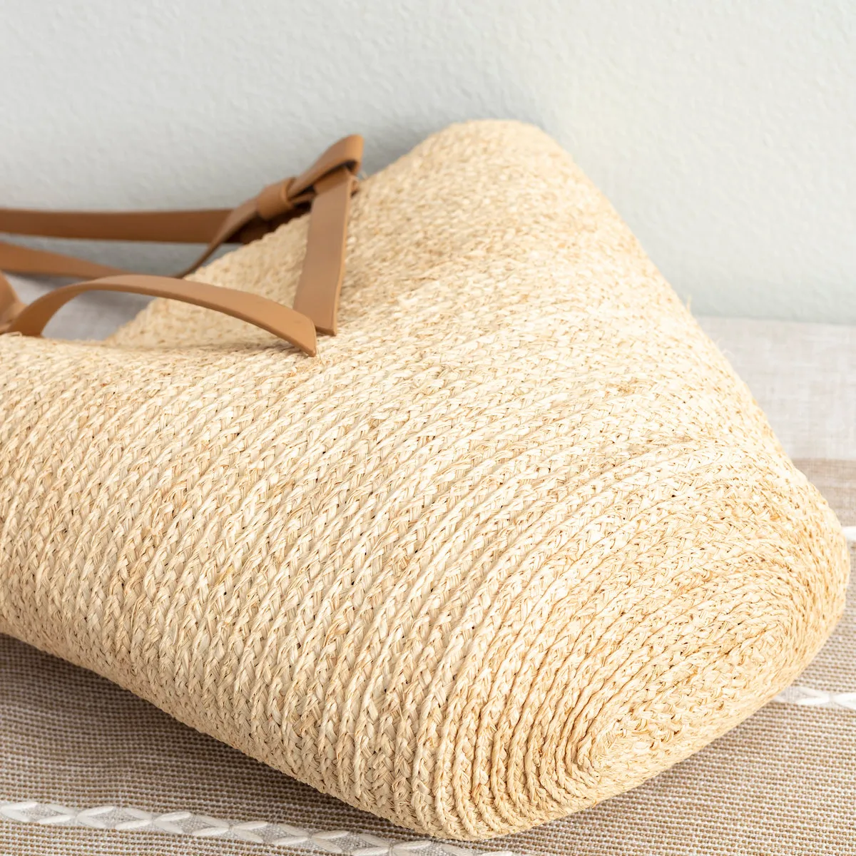 Elena Handbags Large Raffia Straw Basket Summer Tote Bag
