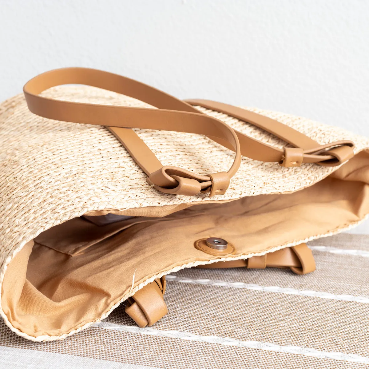 Elena Handbags Large Raffia Straw Basket Summer Tote Bag
