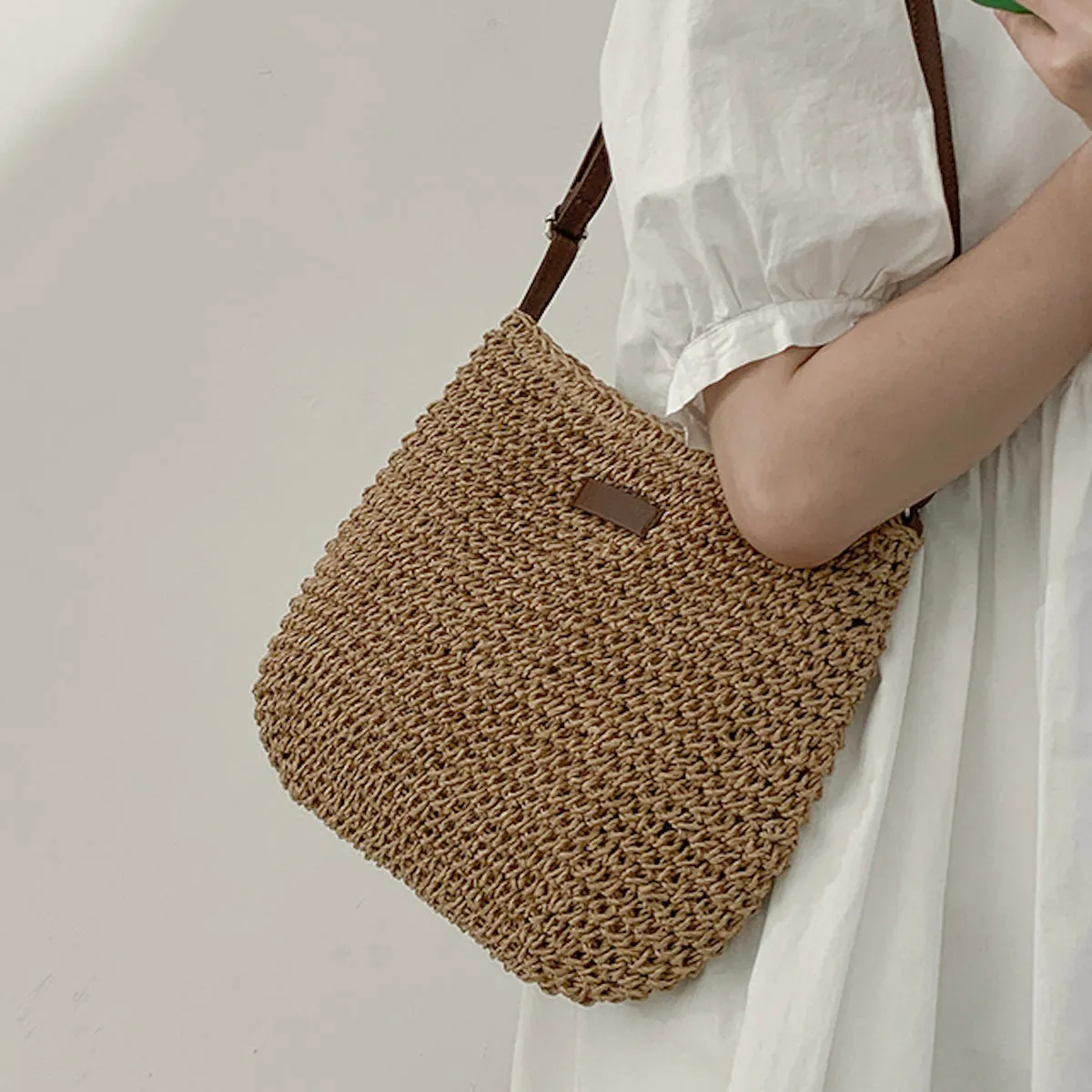 Elena Handbags Straw Woven Crossbody Bag