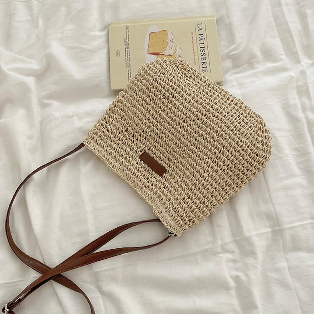Elena Handbags Straw Woven Crossbody Bag