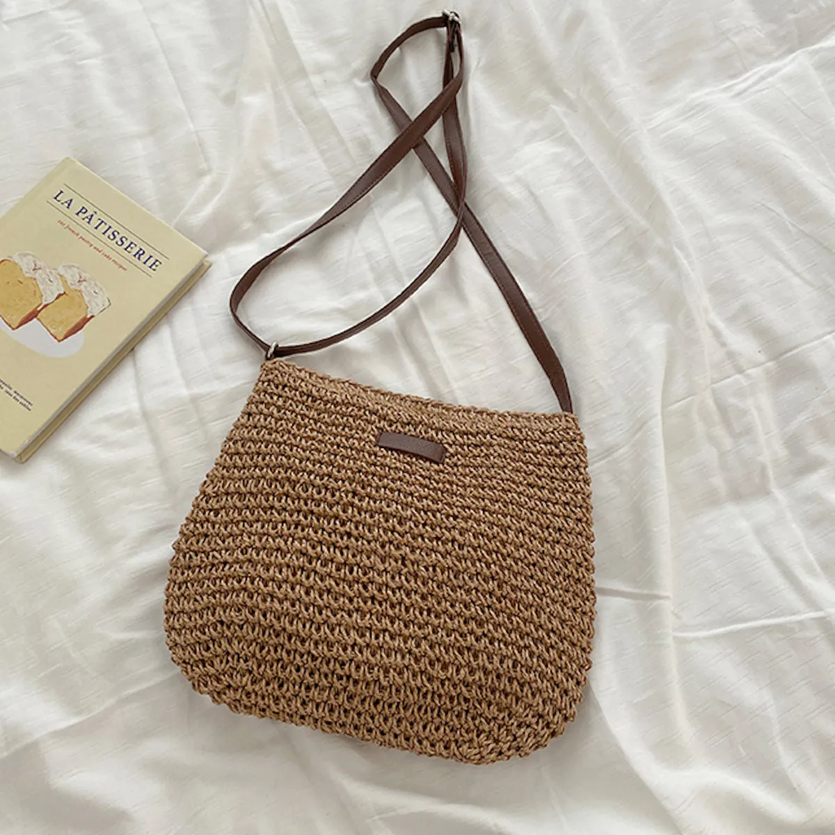 Elena Handbags Straw Woven Crossbody Bag