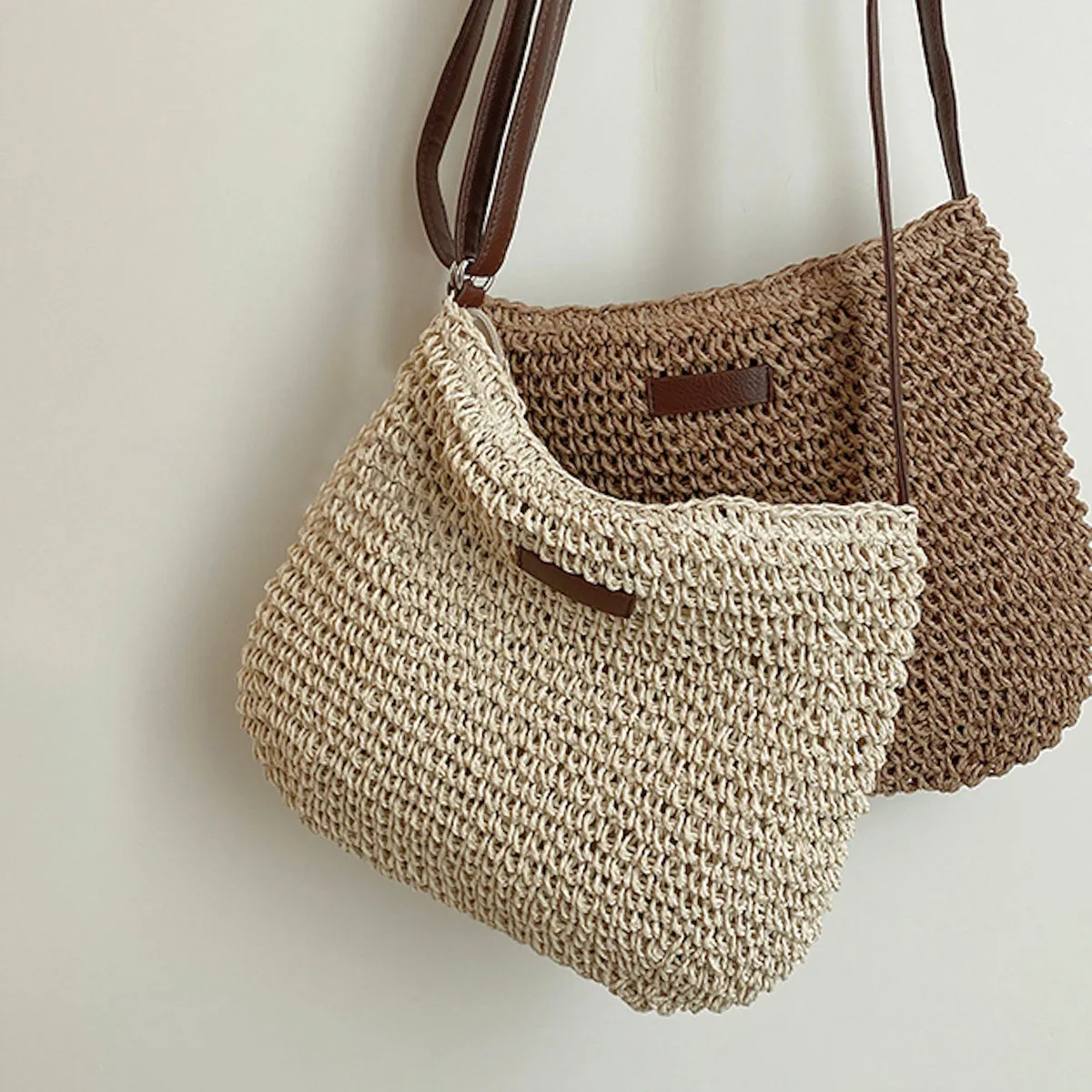 Elena Handbags Straw Woven Crossbody Bag