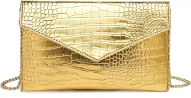 Envelope Clutch Purse for Women Leather Handbag Evening Bag with Detachable Chain for Wedding Party Prom