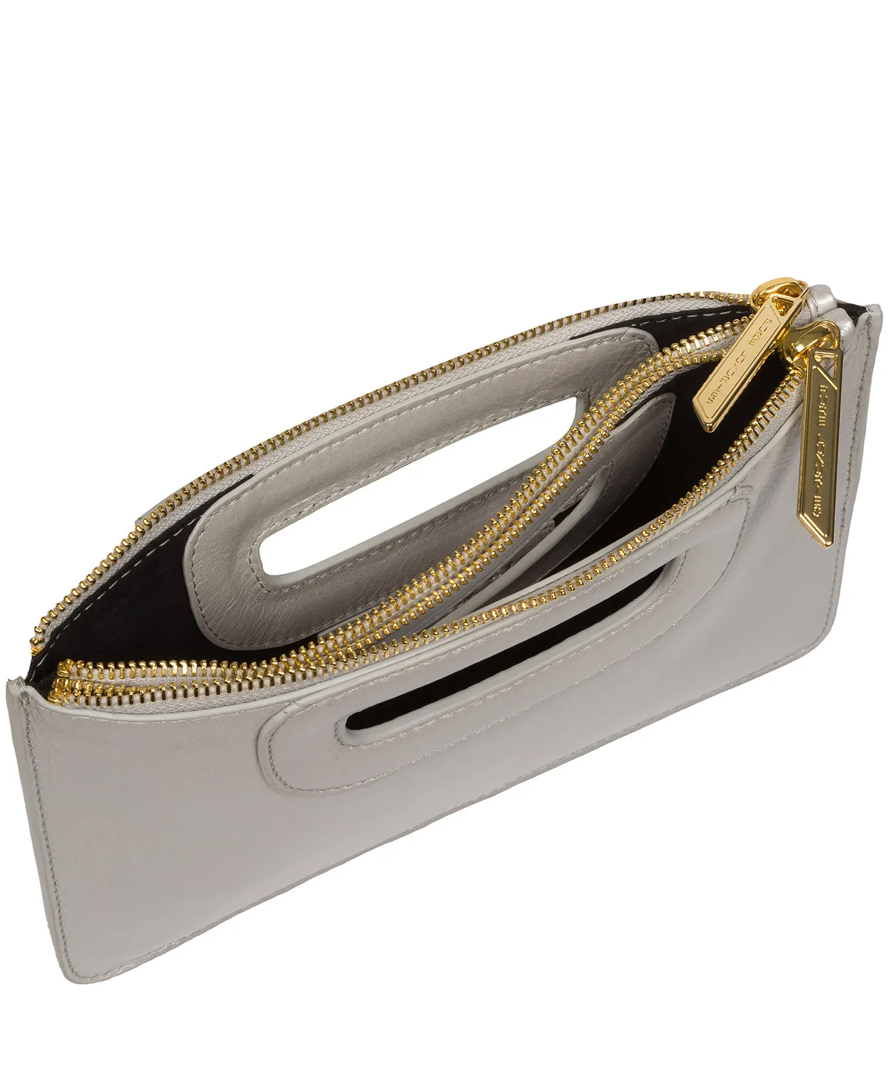 'Esher' Metallic Silver Leather Clutch Bag