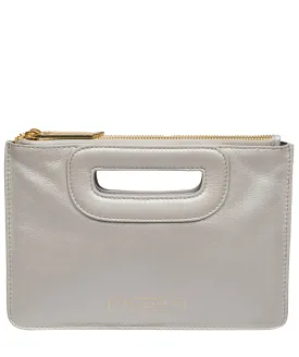 'Esher' Metallic Silver Leather Clutch Bag