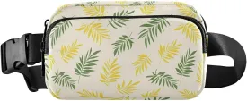 Fanny Pack Belt Bag for Women Yellow Green Palm Leaves Pattern Fashion Crossbody Bag Waist Pack Sling Backpack with Adjustable Strap