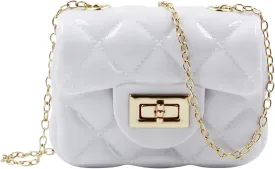 Fashion Candy Color Handbag Satchel Mini Pink Purse Jelly Shoulder Bag Crossbody Purse with Pearls Handle Chain Strap(Small)