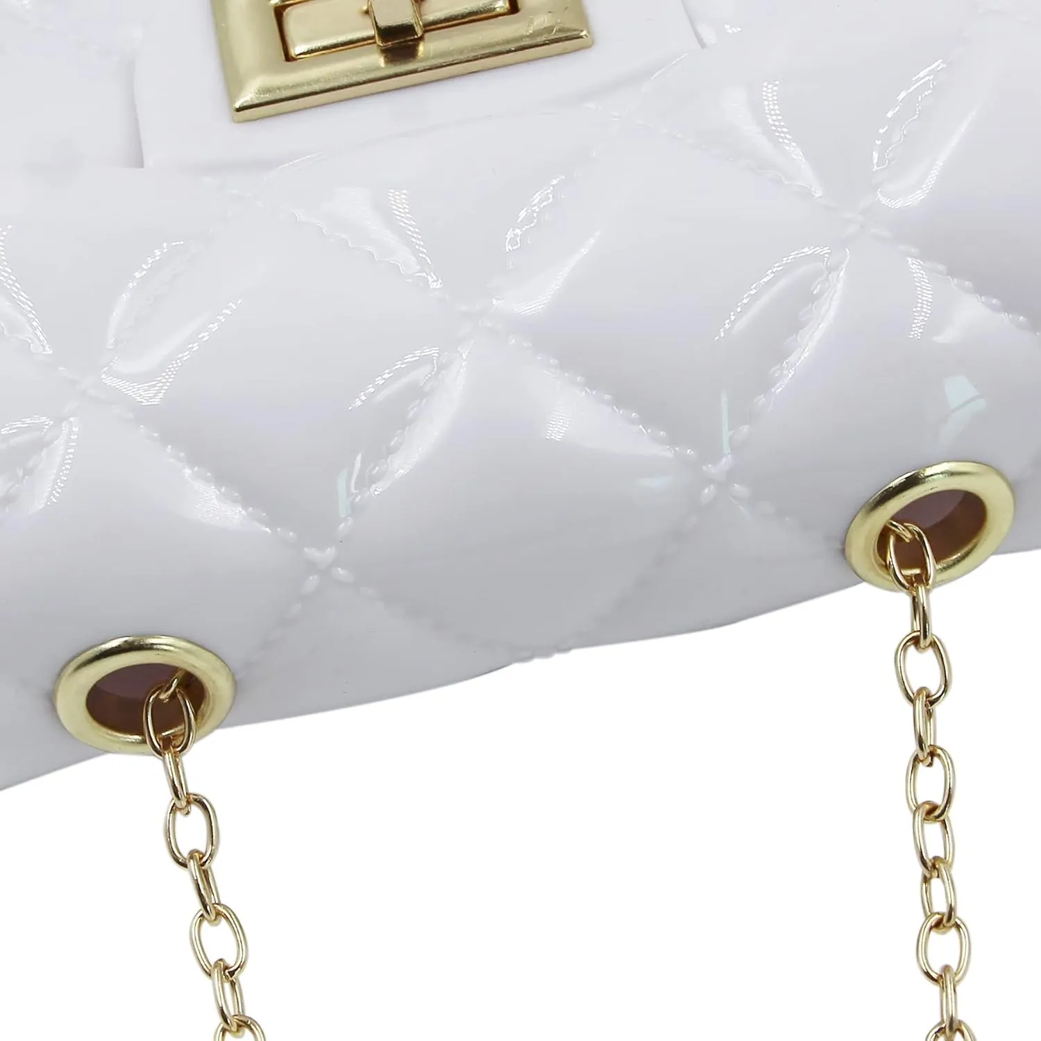 Fashion Candy Color Handbag Satchel Mini Pink Purse Jelly Shoulder Bag Crossbody Purse with Pearls Handle Chain Strap(Small)