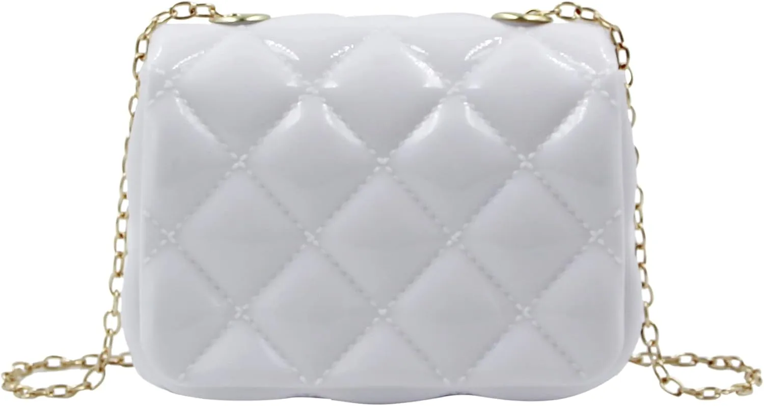 Fashion Candy Color Handbag Satchel Mini Pink Purse Jelly Shoulder Bag Crossbody Purse with Pearls Handle Chain Strap(Small)