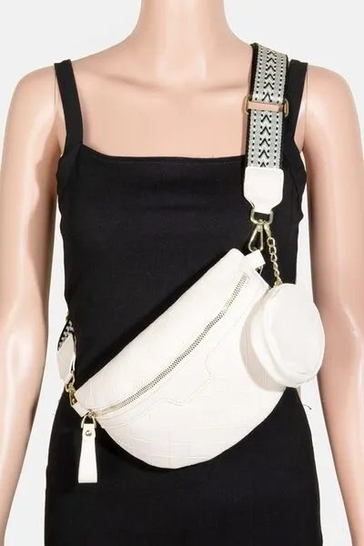 Faux Leather Weave Textured Crossbody Bag with Coin Purse