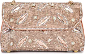 Flower Evening Handbags Chain Strap Square Shoulder Bag Crossbody Bag Crystals Rhinestone Clutch Purse