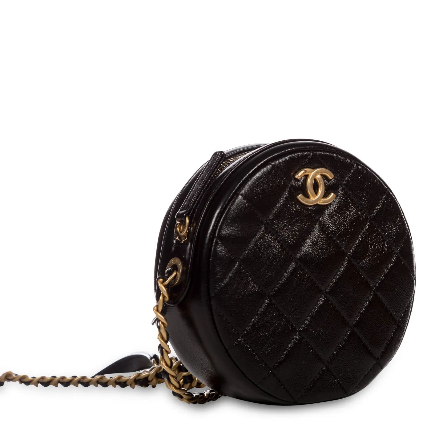 Glazed Lambskin Circular Crossbody
