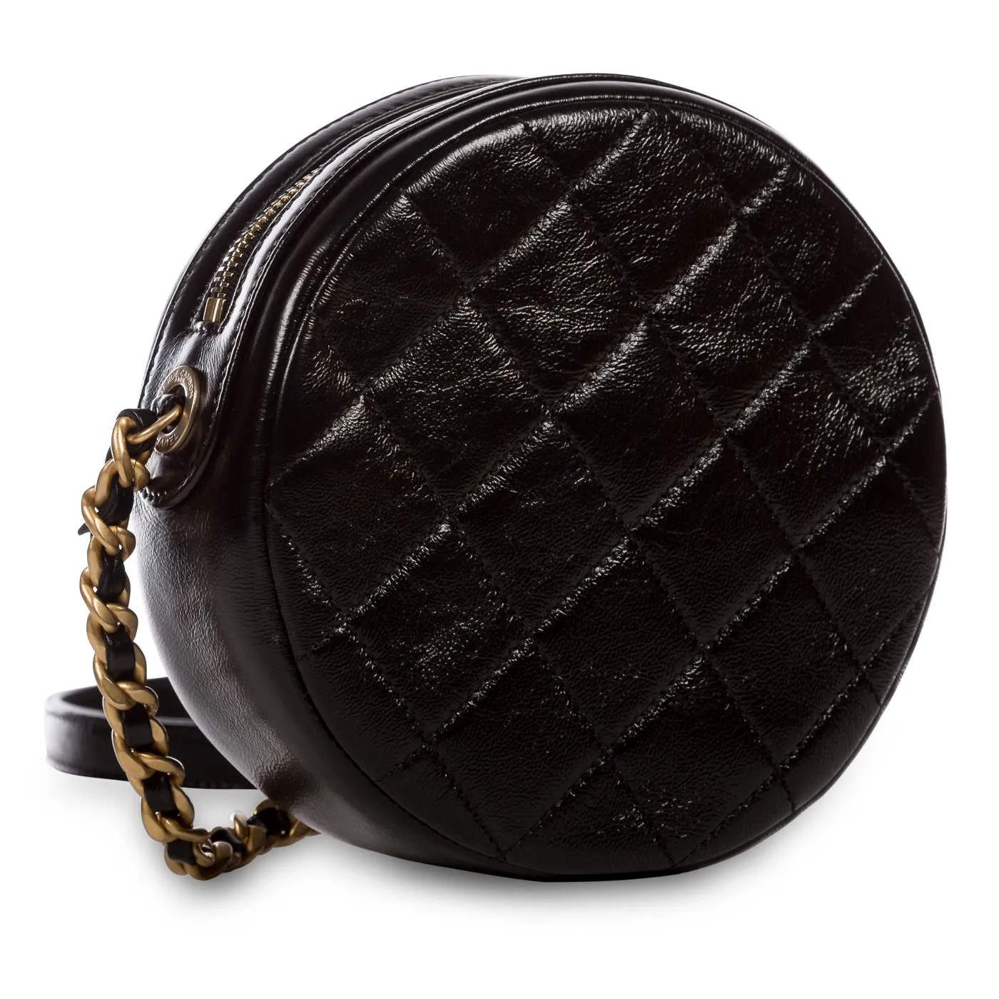 Glazed Lambskin Circular Crossbody