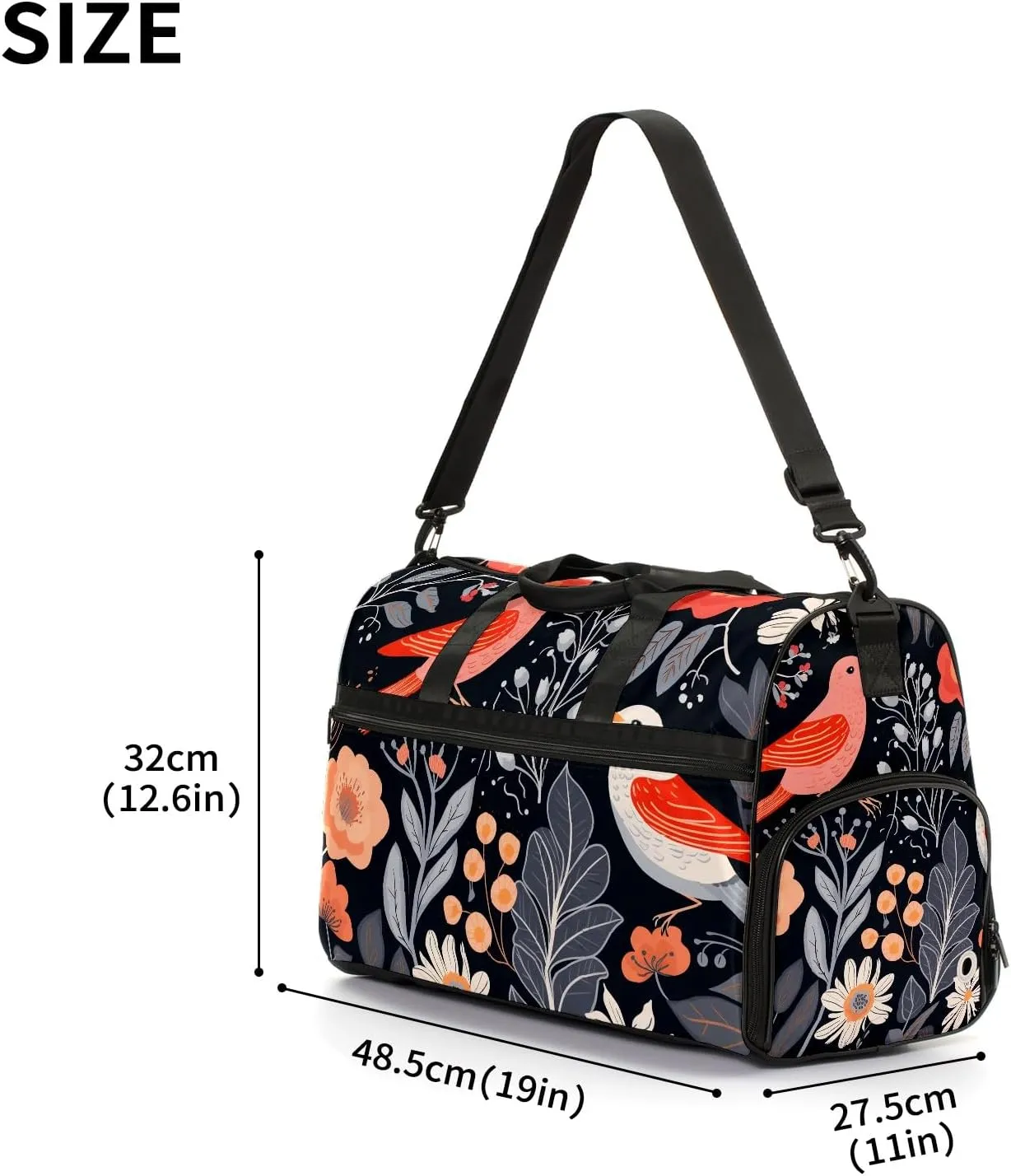 Gym Bag for Women, Carry on Weekender Overnight Bag, Travel Duffel Bags, Personal Item Travel Bag Tote Bag Workout Dance Bag, Chinese Painting Bird - 57
