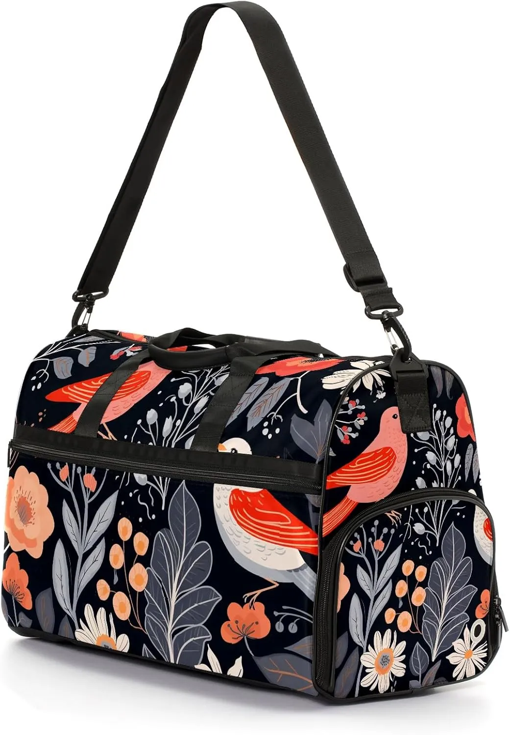 Gym Bag for Women, Carry on Weekender Overnight Bag, Travel Duffel Bags, Personal Item Travel Bag Tote Bag Workout Dance Bag, Chinese Painting Bird - 57