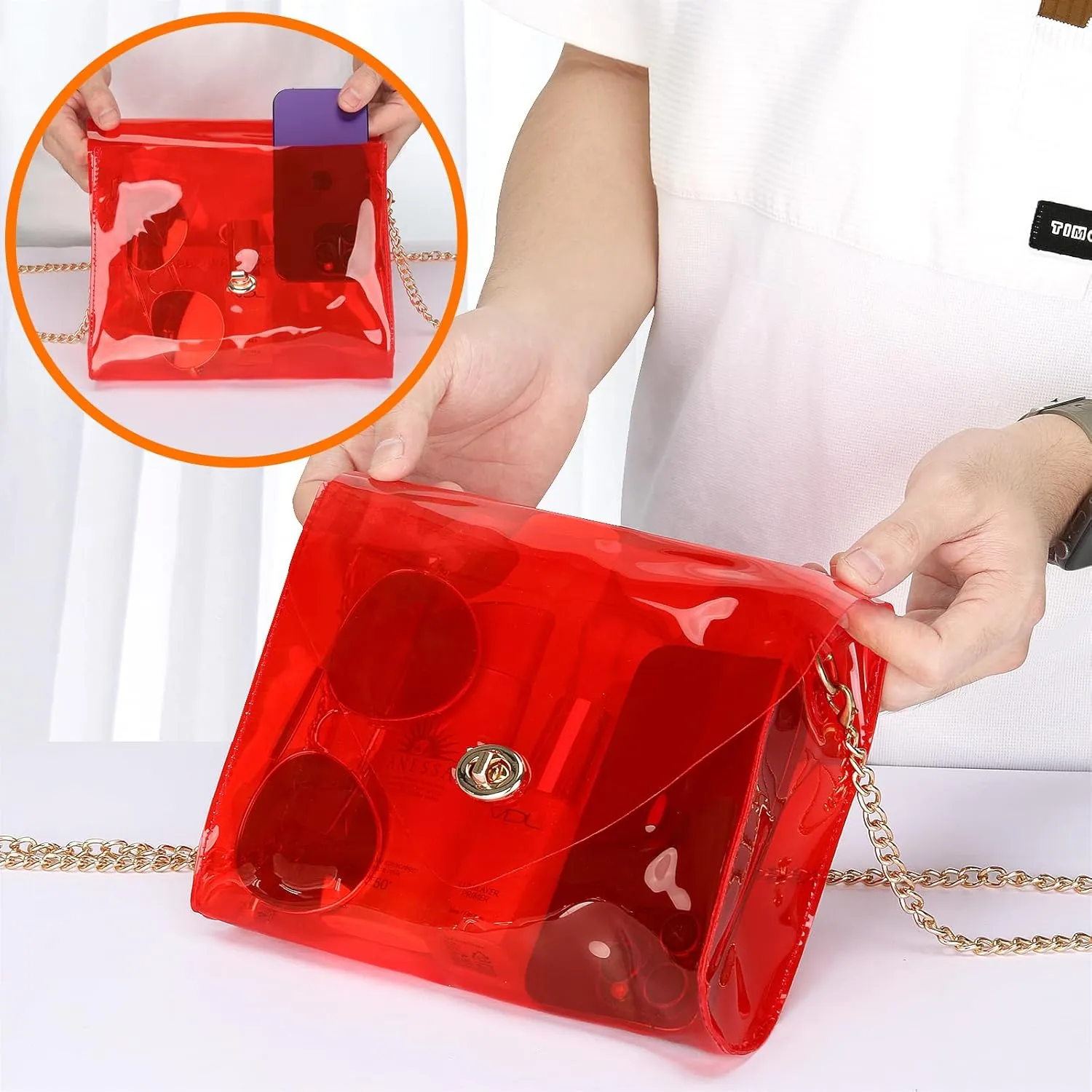 HAOGUAGUA Clear Purse for Women, Clear Bag Stadium Approved, See Through Clear Handbag for Concerts Sports Events