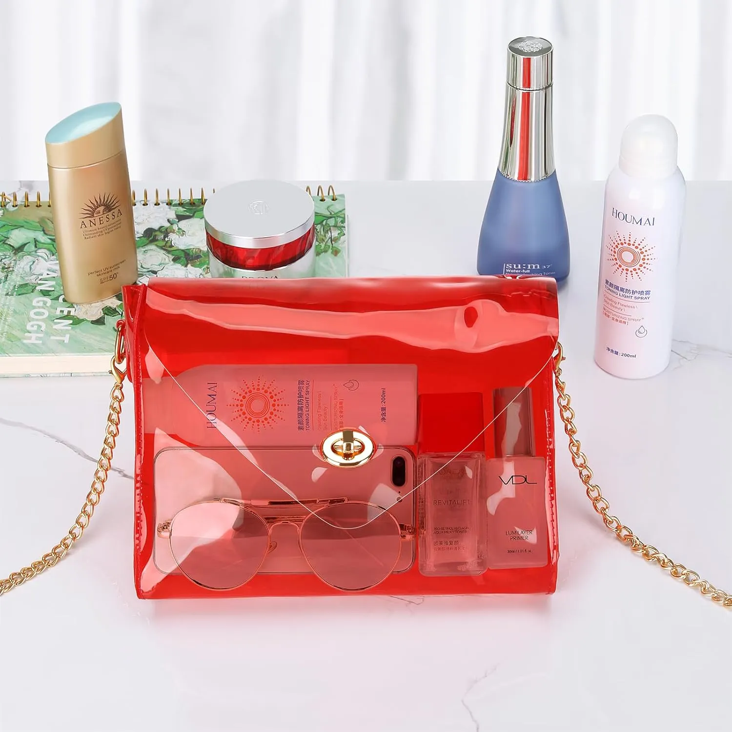 HAOGUAGUA Clear Purse for Women, Clear Bag Stadium Approved, See Through Clear Handbag for Concerts Sports Events