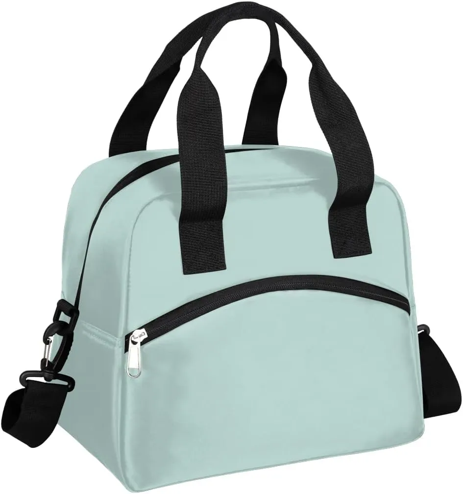 Haze Blue Insulated Lunch Bag for Women Men Reusable Waterproof Lunch Box Cooler Tote Bag One shoulder portable meal bag Portable Adult Lunchbox for Work Picnic Hiking Beach