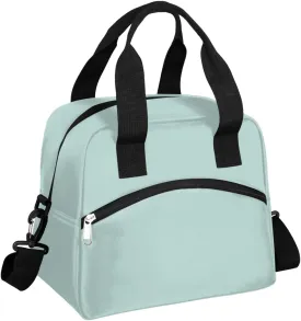 Haze Blue Insulated Lunch Bag for Women Men Reusable Waterproof Lunch Box Cooler Tote Bag One shoulder portable meal bag Portable Adult Lunchbox for Work Picnic Hiking Beach