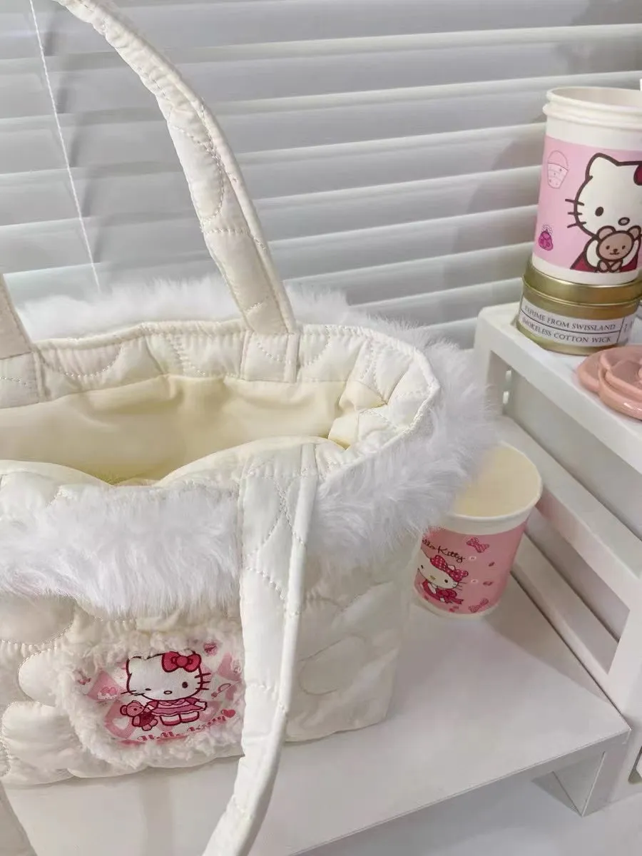 Hello Kitty Inspired Faux-fur Edge Bucket Bag