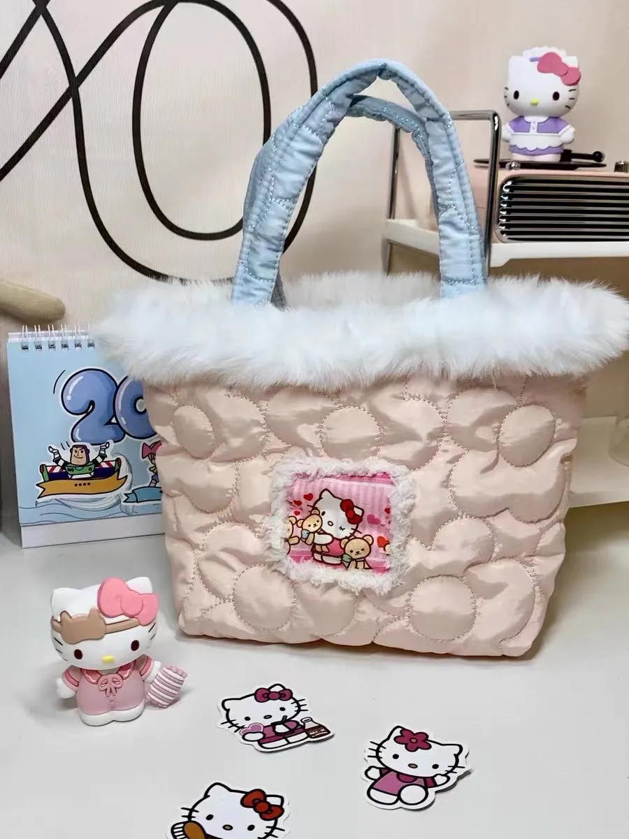 Hello Kitty Inspired Faux-fur Edge Bucket Bag