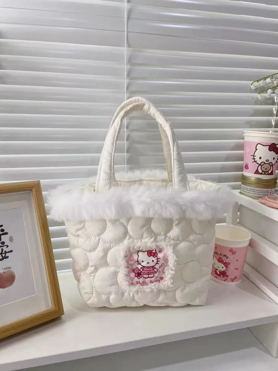 Hello Kitty Inspired Faux-fur Edge Bucket Bag