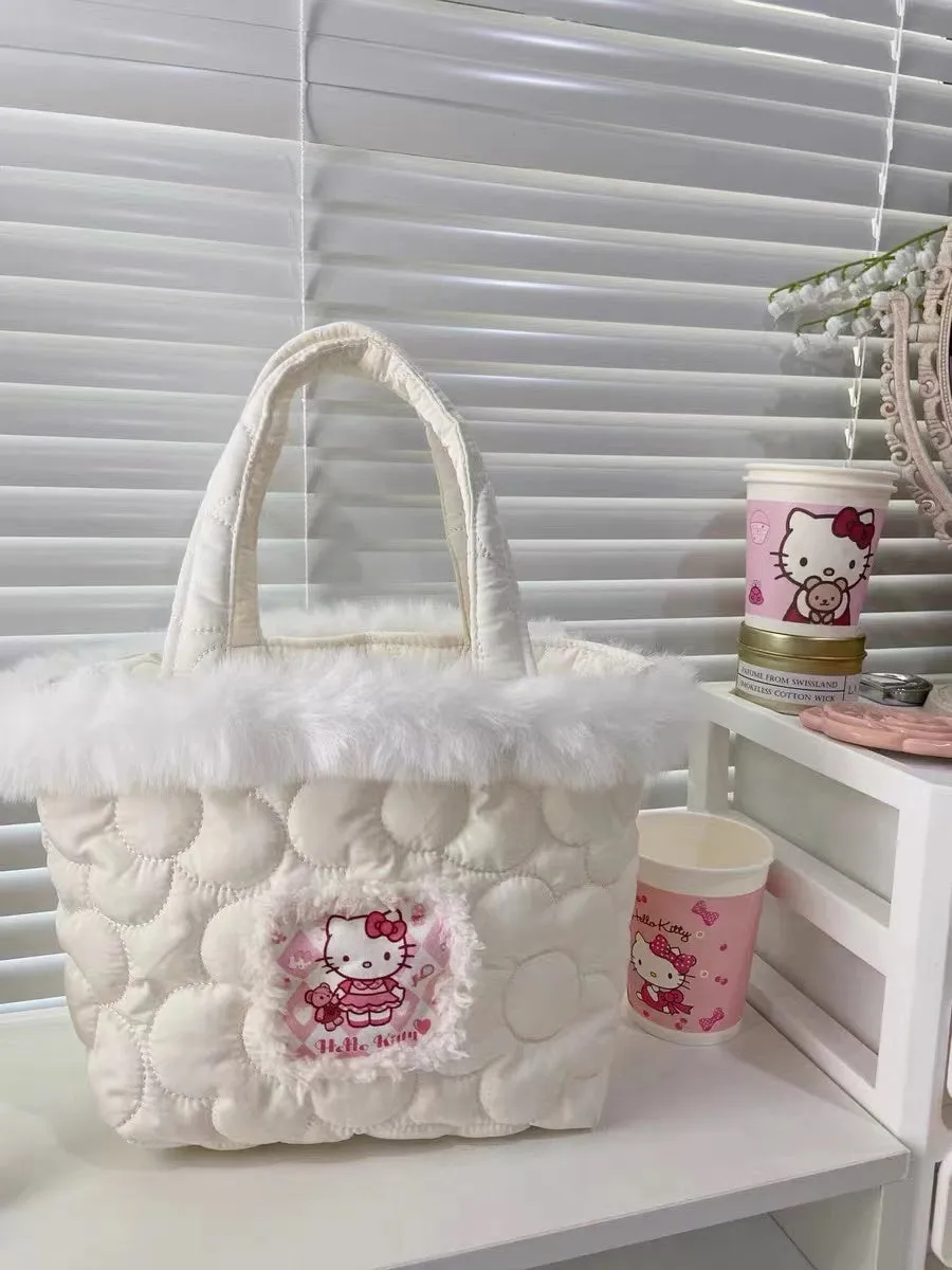 Hello Kitty Inspired Faux-fur Edge Bucket Bag