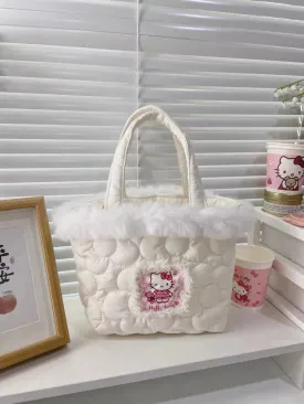 Hello Kitty Inspired Faux-fur Edge Bucket Bag