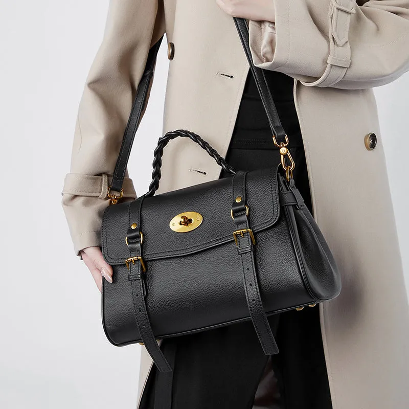 Isadora | Classic Black Leather Satchel – Timeless Elegance & Versatile Luxury