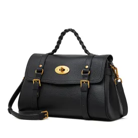 Isadora | Classic Black Leather Satchel – Timeless Elegance & Versatile Luxury