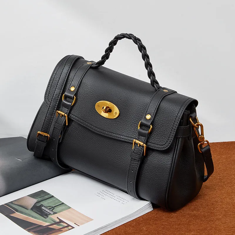 Isadora | Classic Black Leather Satchel – Timeless Elegance & Versatile Luxury