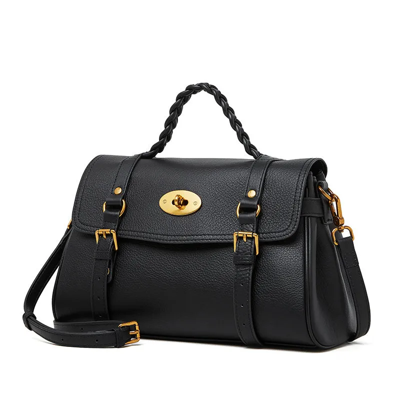 Isadora | Classic Black Leather Satchel – Timeless Elegance & Versatile Luxury