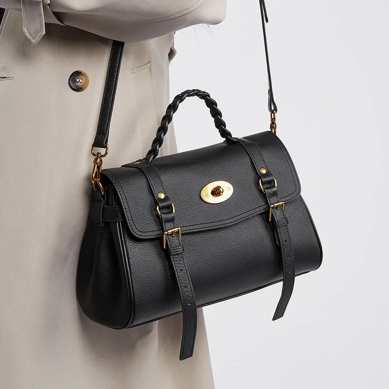 Isadora | Classic Black Leather Satchel – Timeless Elegance & Versatile Luxury