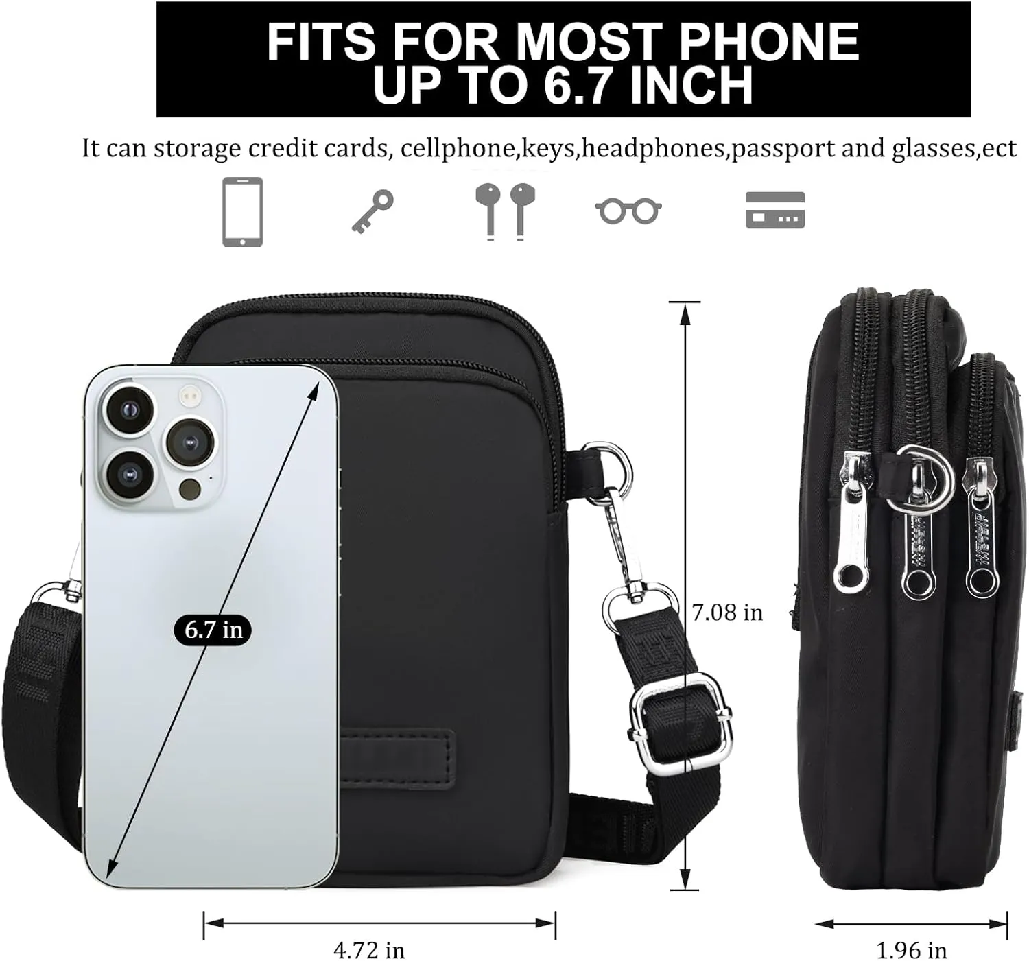 JANKS Small Crossbody Bag for Women Mini Cell Phone Bag Travel Pouch Wallet Purses Adjustable Over Shoulder Strap