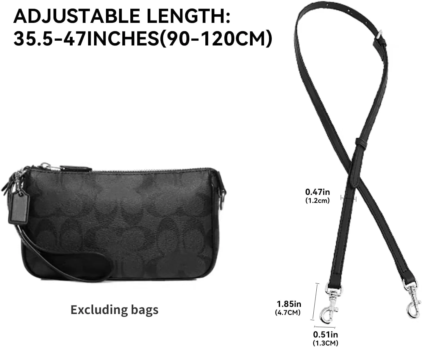 jiesinlov Microfiber Leather Purse Shoulder Straps Crossbody Adjustable Replacement for Swinger Nolita Barrel Penn Handbag or Bucket Bag(BLACK-SLIVER)