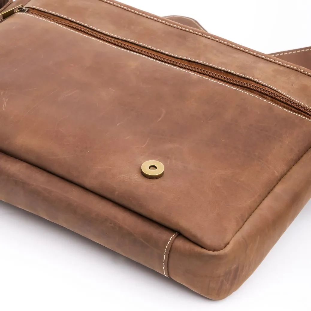 Jild Classic Satchel Vintage Leather Messenger Bag (Vintage Brown)