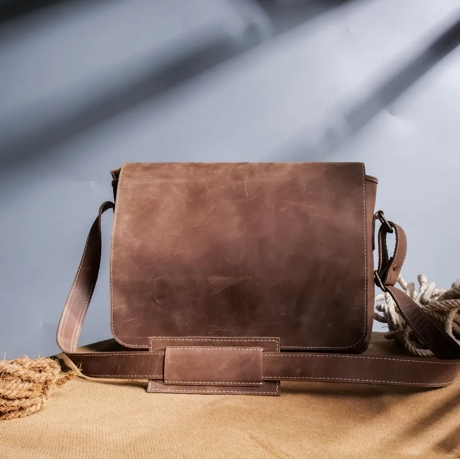 Jild Classic Satchel Vintage Leather Messenger Bag (Vintage Brown)