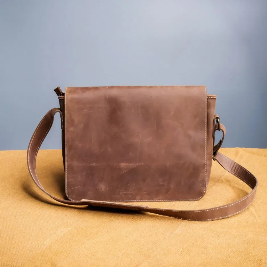 Jild Classic Satchel Vintage Leather Messenger Bag (Vintage Brown)