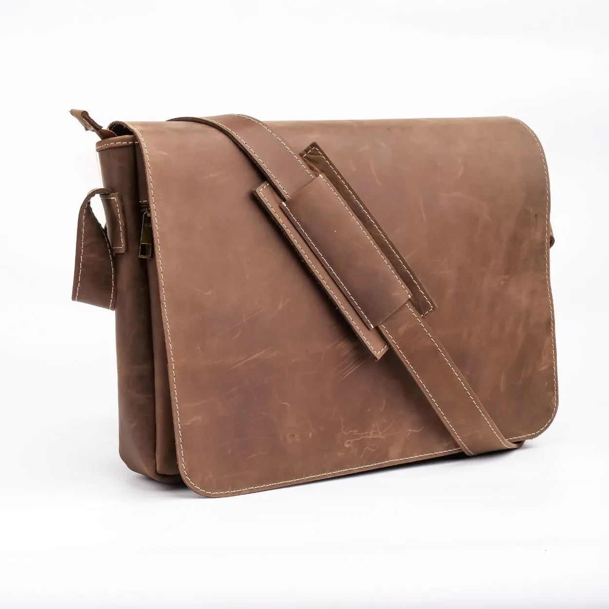 Jild Classic Satchel Vintage Leather Messenger Bag (Vintage Brown)