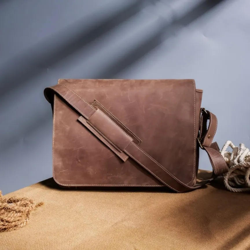 Jild Classic Satchel Vintage Leather Messenger Bag (Vintage Brown)