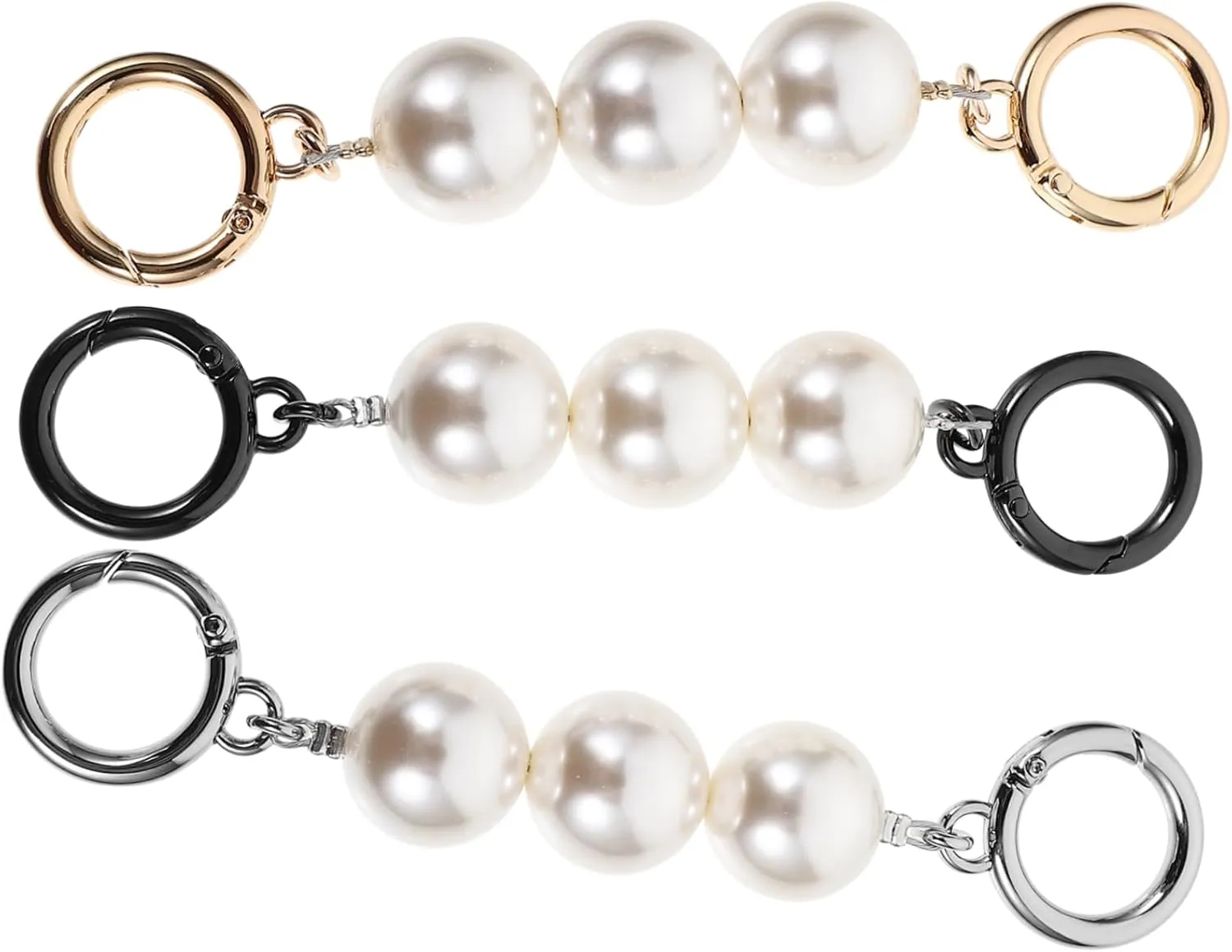 KALLORY Pearl Evening Bag Chain Strap Extender 3pcs Bag Extender Chain for Purse