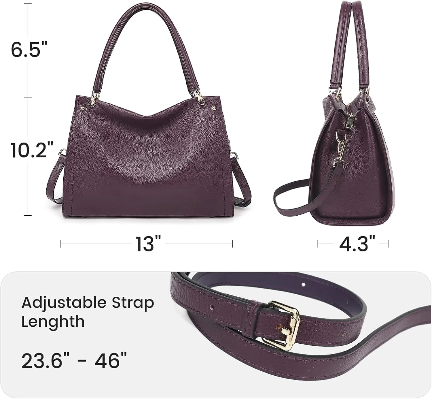 KOGTLA Women Genuine Leather Purses Handbags Tote Bag Shoulder Bag Top Handle Satchel Ladies Crossbody Hobo Bags Bucket Bag