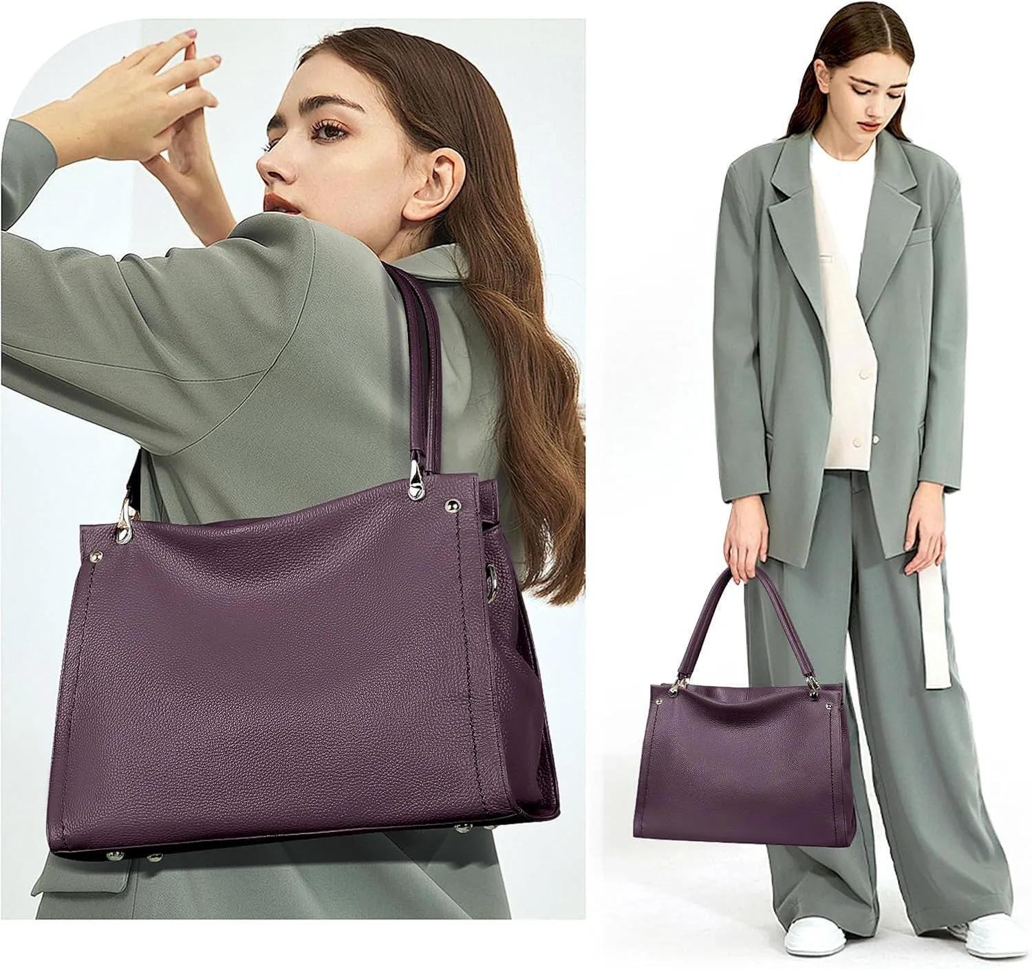 KOGTLA Women Genuine Leather Purses Handbags Tote Bag Shoulder Bag Top Handle Satchel Ladies Crossbody Hobo Bags Bucket Bag