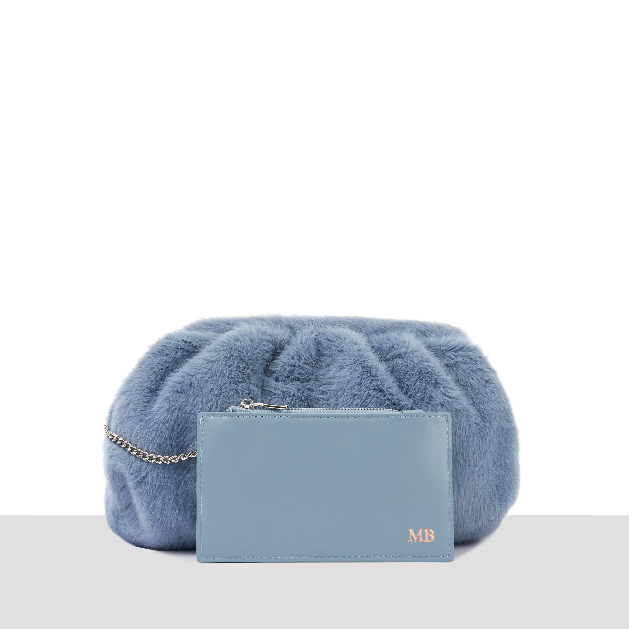 'Kyoto' Blue Faux Fur Bag