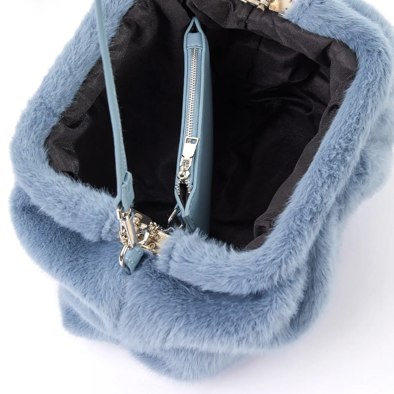 'Kyoto' Blue Faux Fur Bag