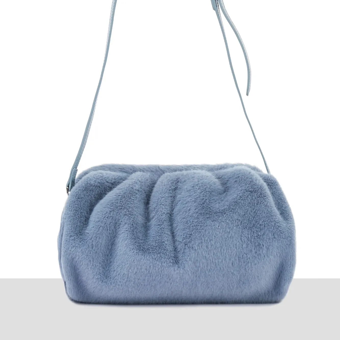 'Kyoto' Blue Faux Fur Bag